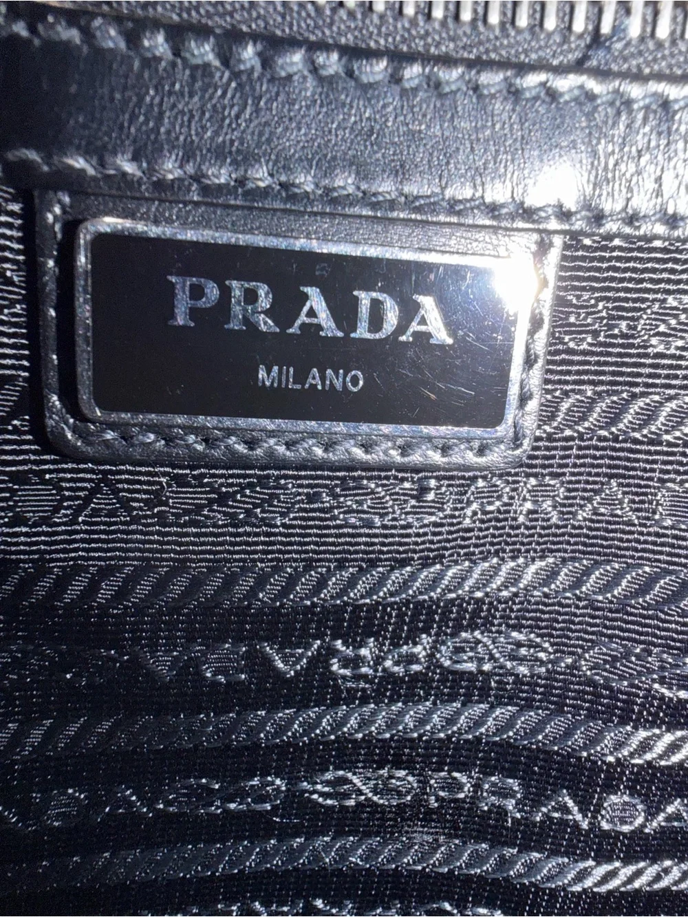 Prada Black Saffiano Leather Messenger Bag with Silver Hardware